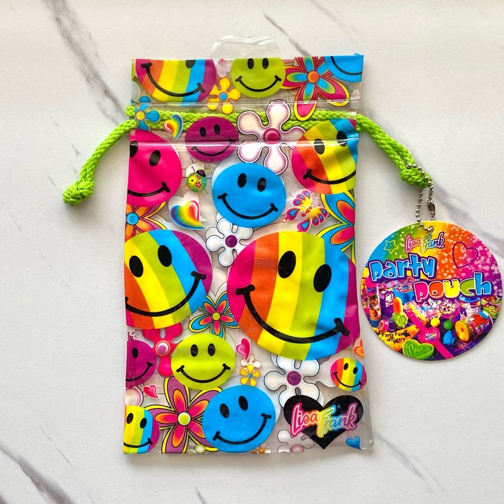 VTG Lisa Frank rainbow smiley party pouch - SWT